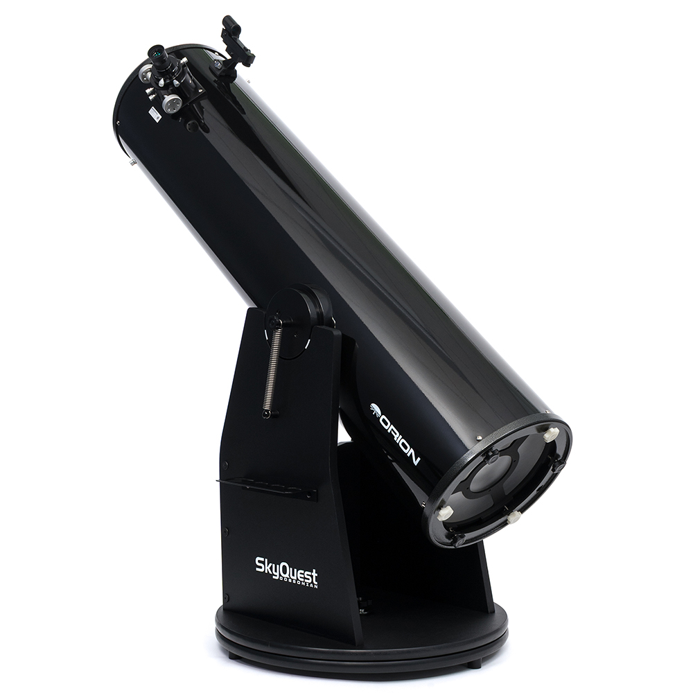 Photo of the Orion SkyQuest XT10 Classic Dobsonian with the optical tube pointing forward