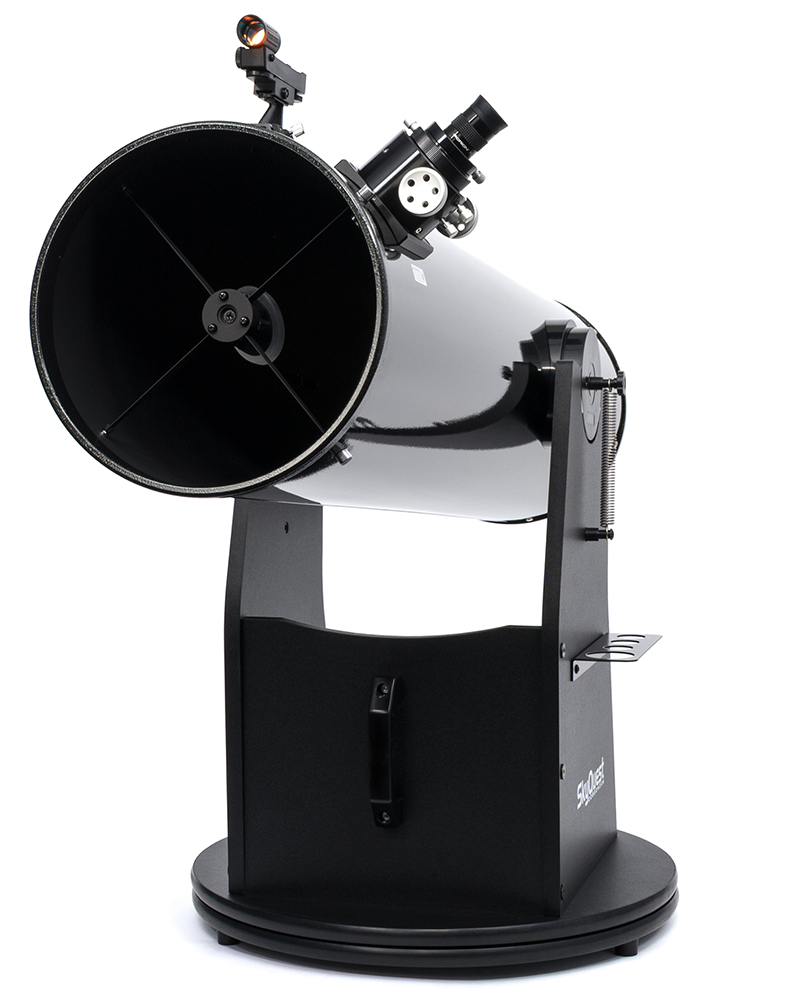 Photo of the Orion SkyQuest XT10 Classic Dobsonian with the optical tube pointing forward