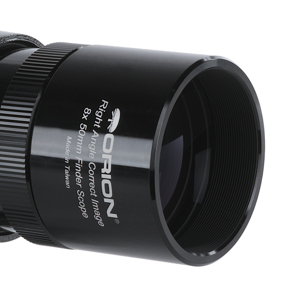 Close up of the Orion 8x50 Right Angle Finder Scope front objective