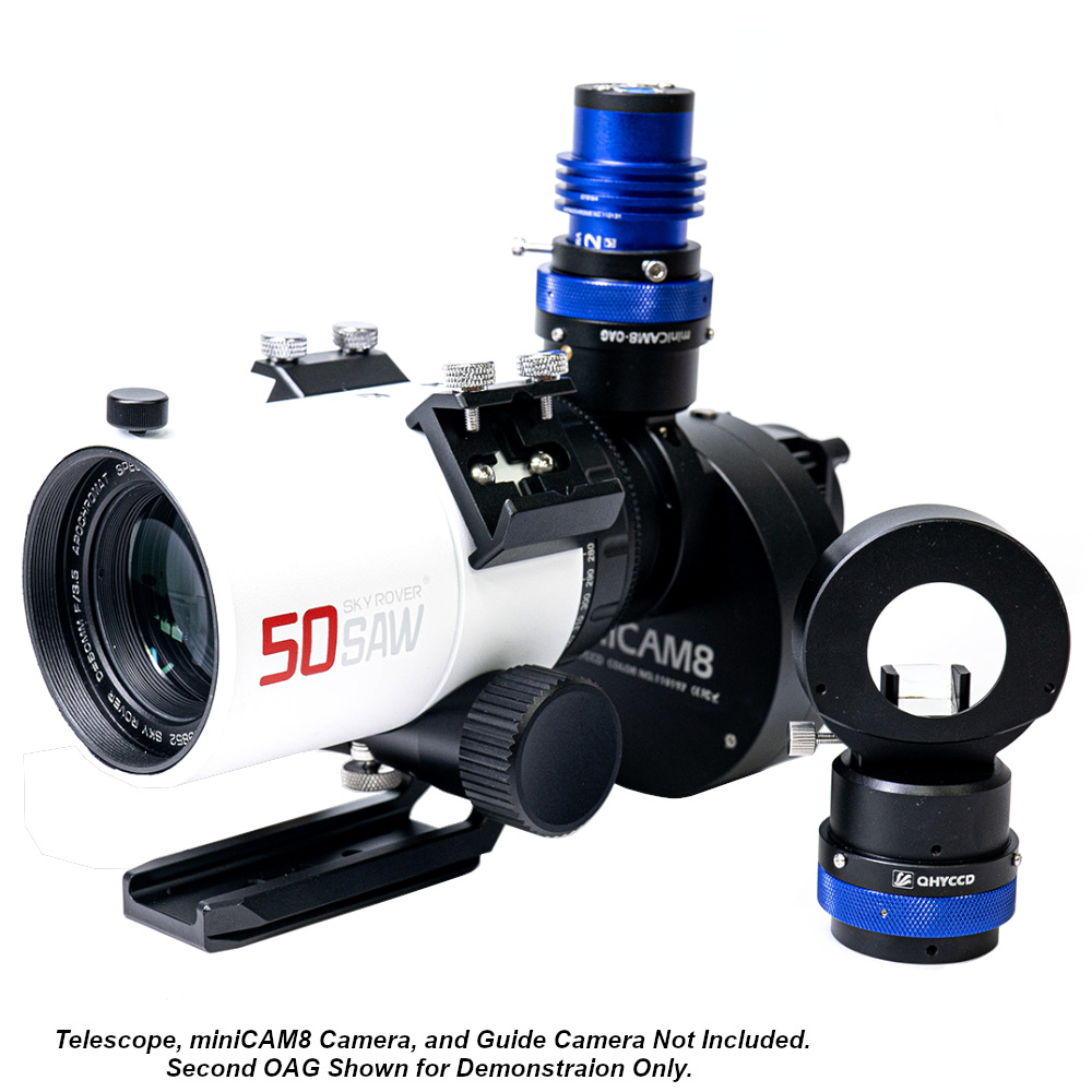 QHY OAG installed on a miniCAM8 and on a telescope