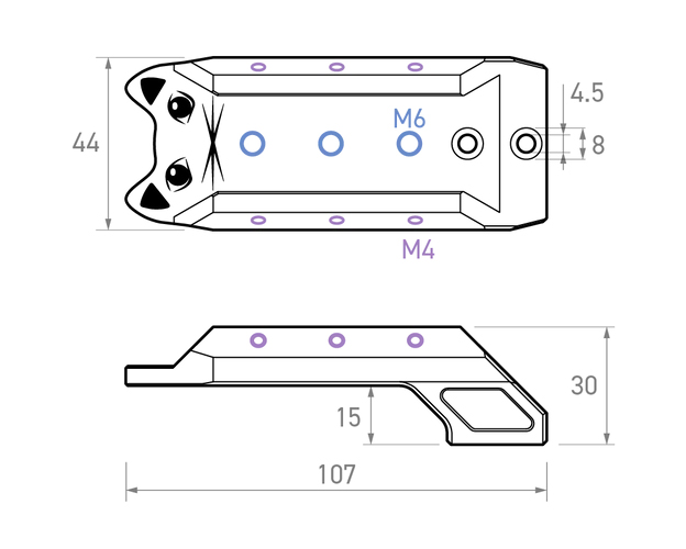 William Optics Cat Series Saddle Handle Bar - Red mechanical diagram