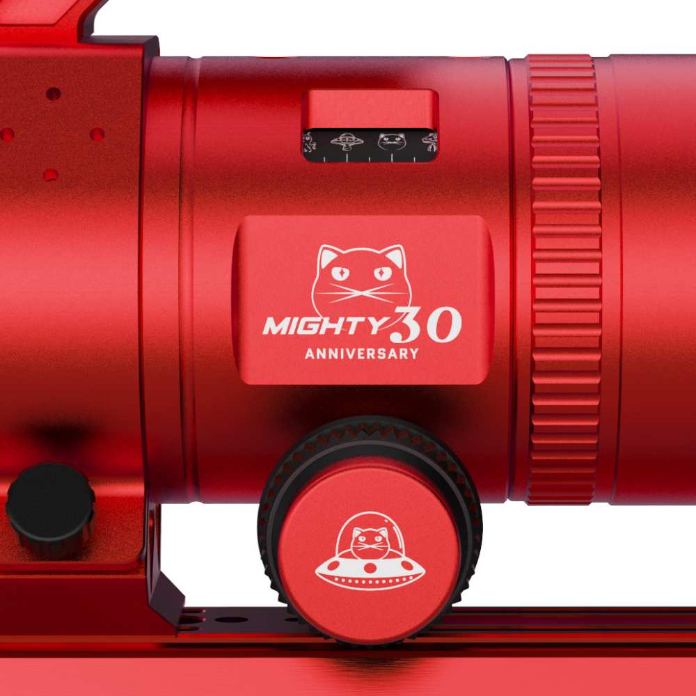William Optics Mighty-Cat 30th Anniversary Logo on Telescope Body