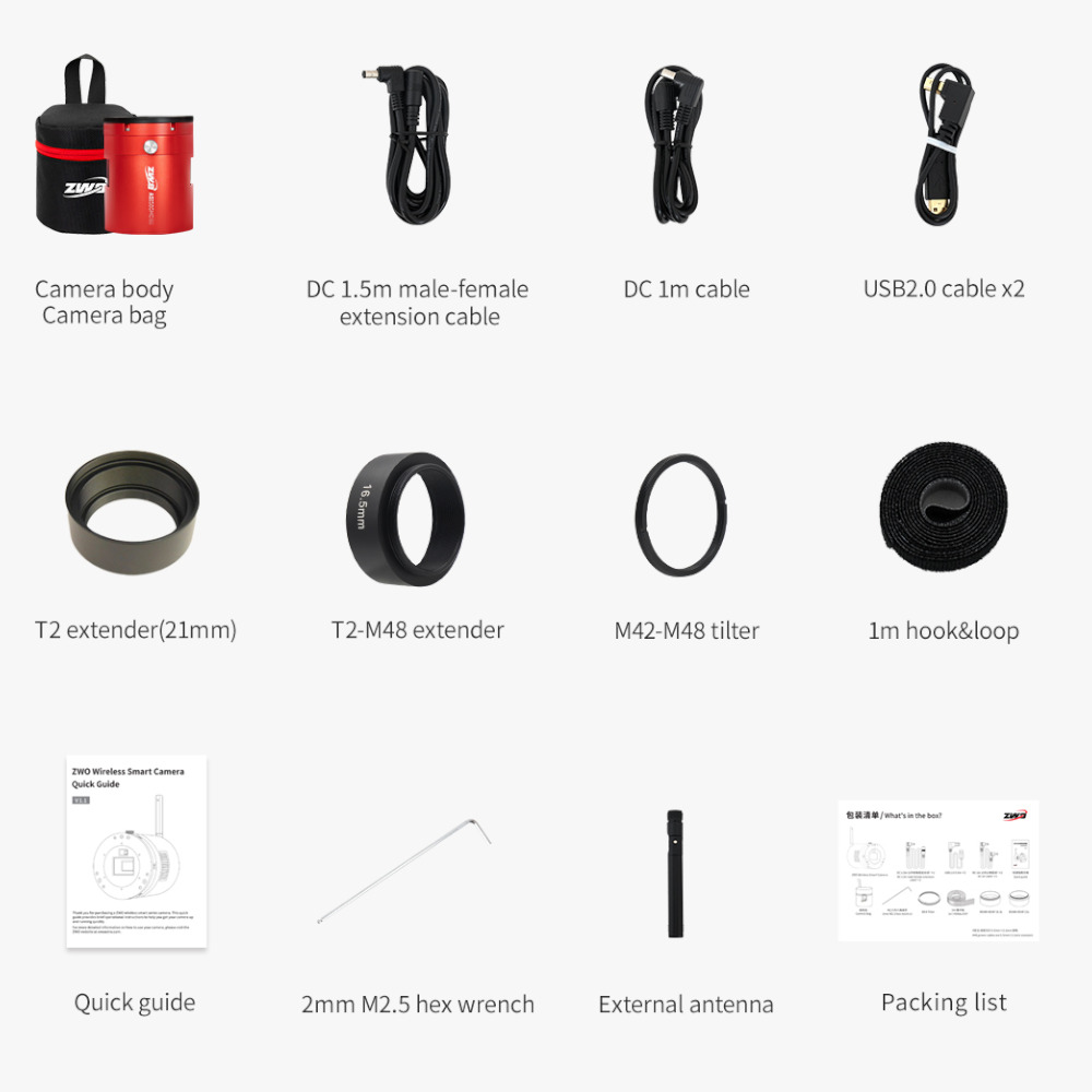 The items included with the ASI585MC Air