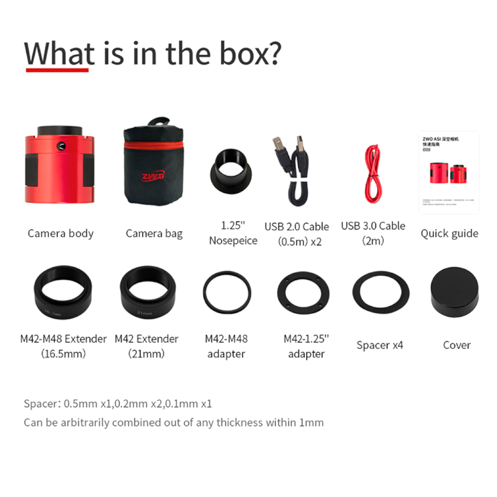 Items included with the ASI990MM Pro