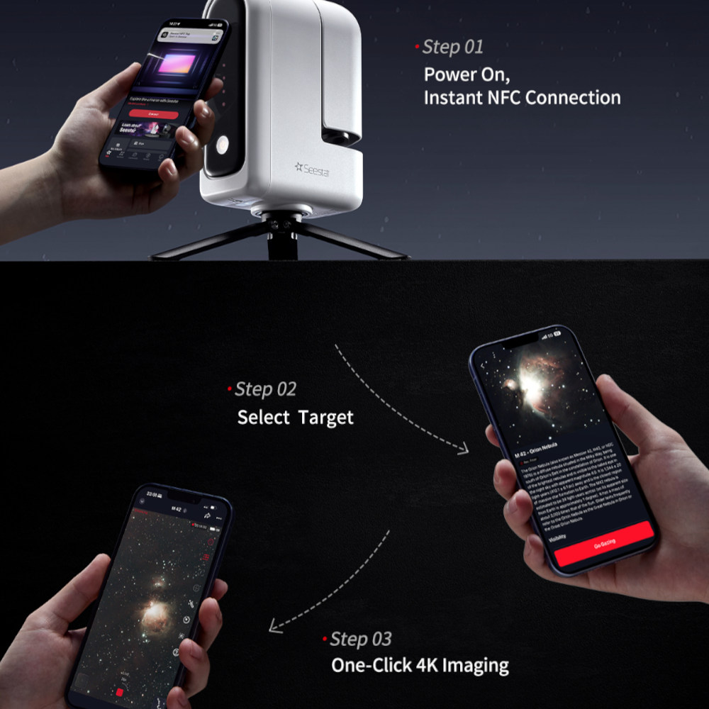 Image showing the workflow for imaging with the Seestar S30 Pro