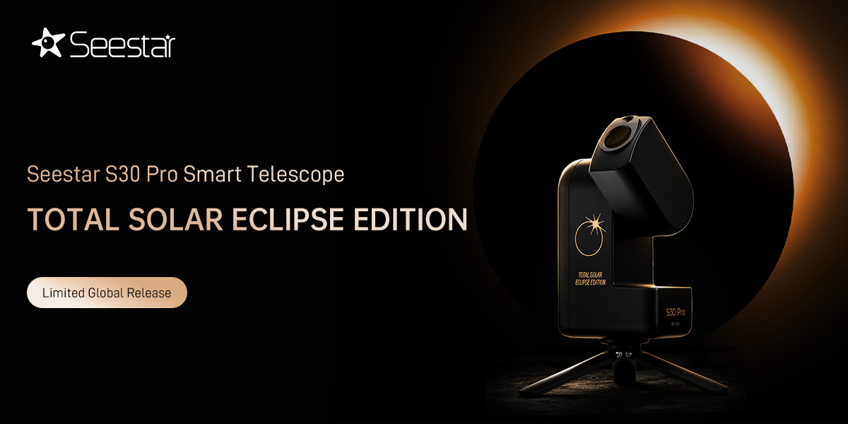 Informational graphic showcasing the Seestar S30 Pro Eclipse Edition