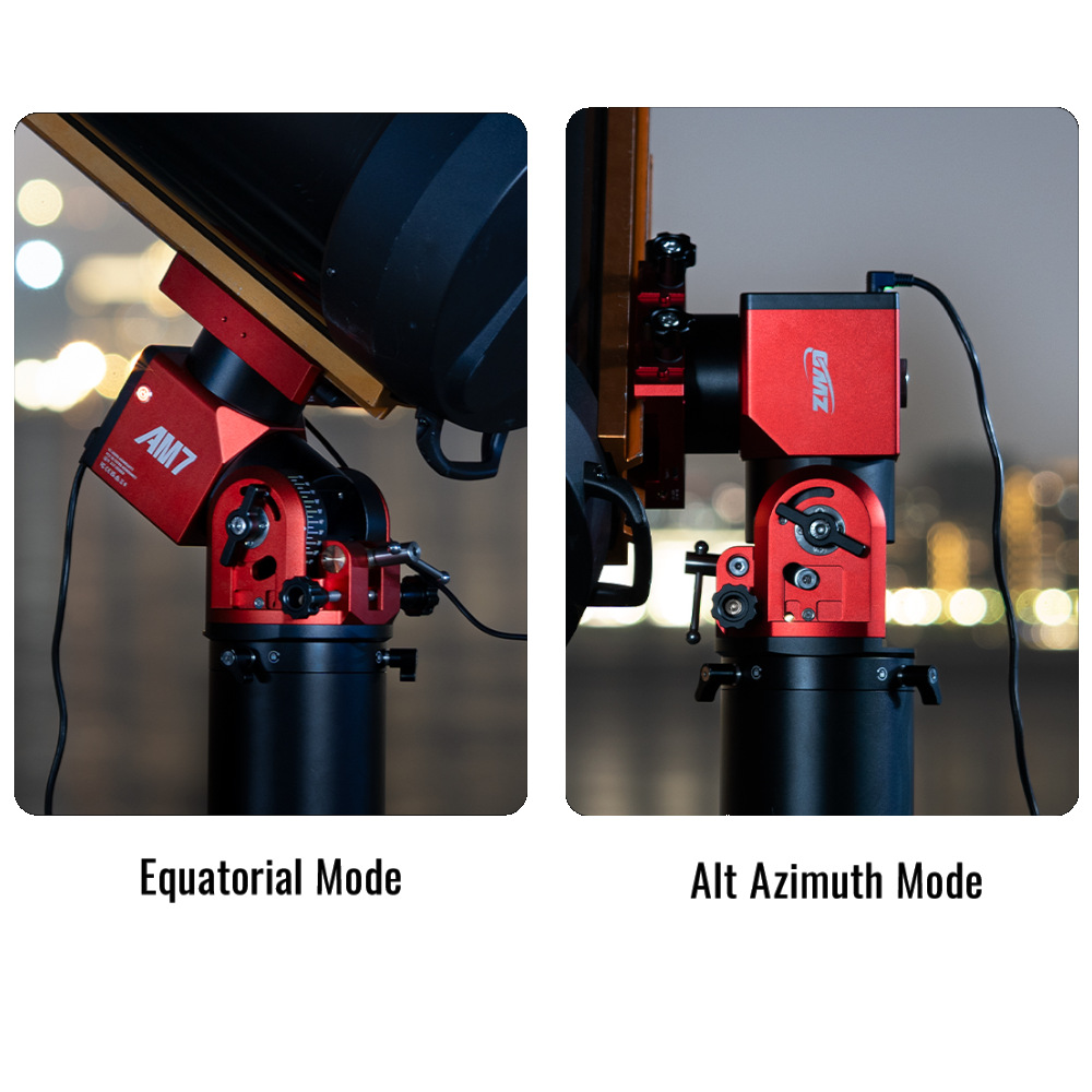 Images showing the mount in EQ and AZ mode