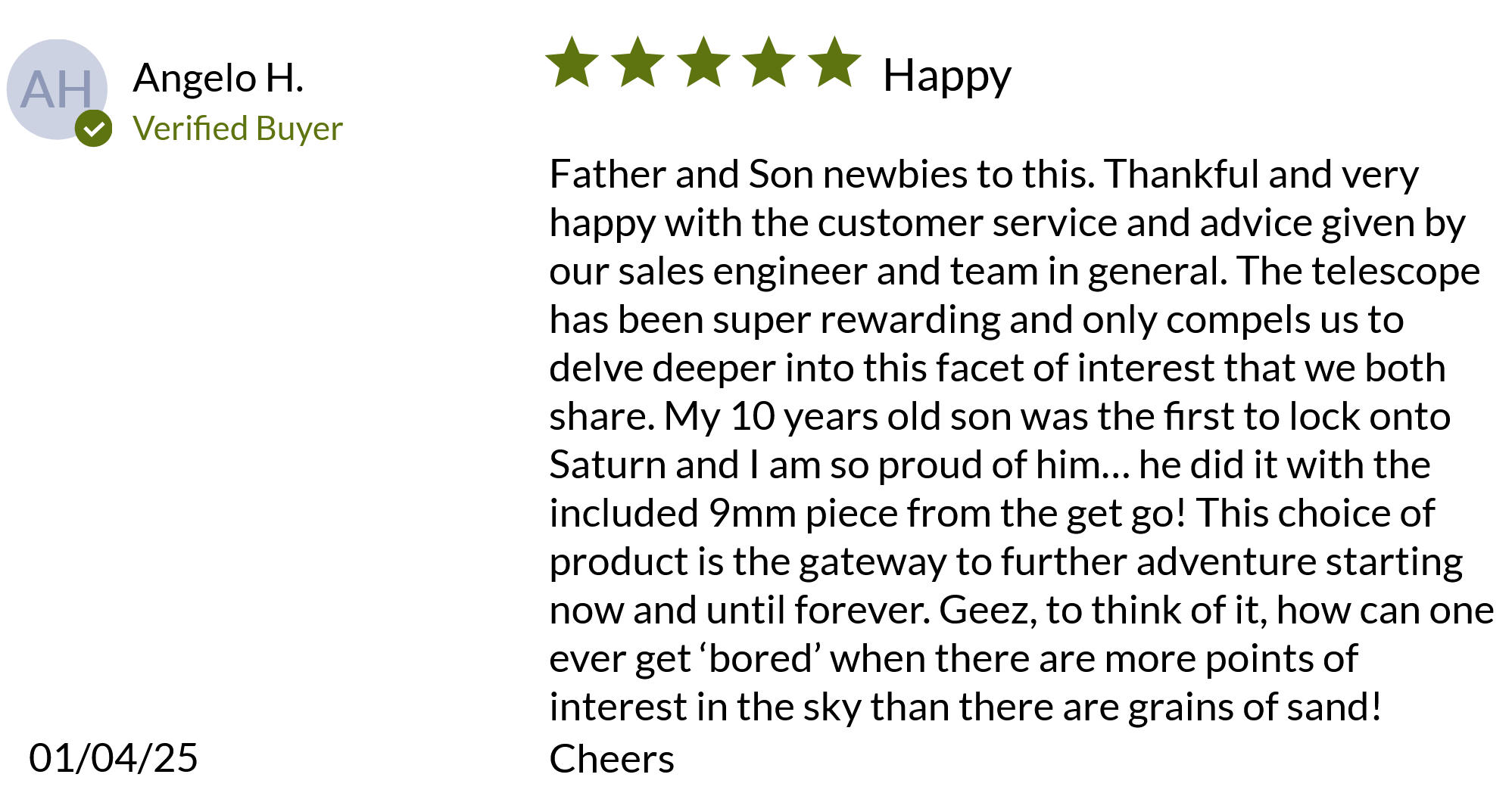 AD8 review by verified buyer Angelo H.