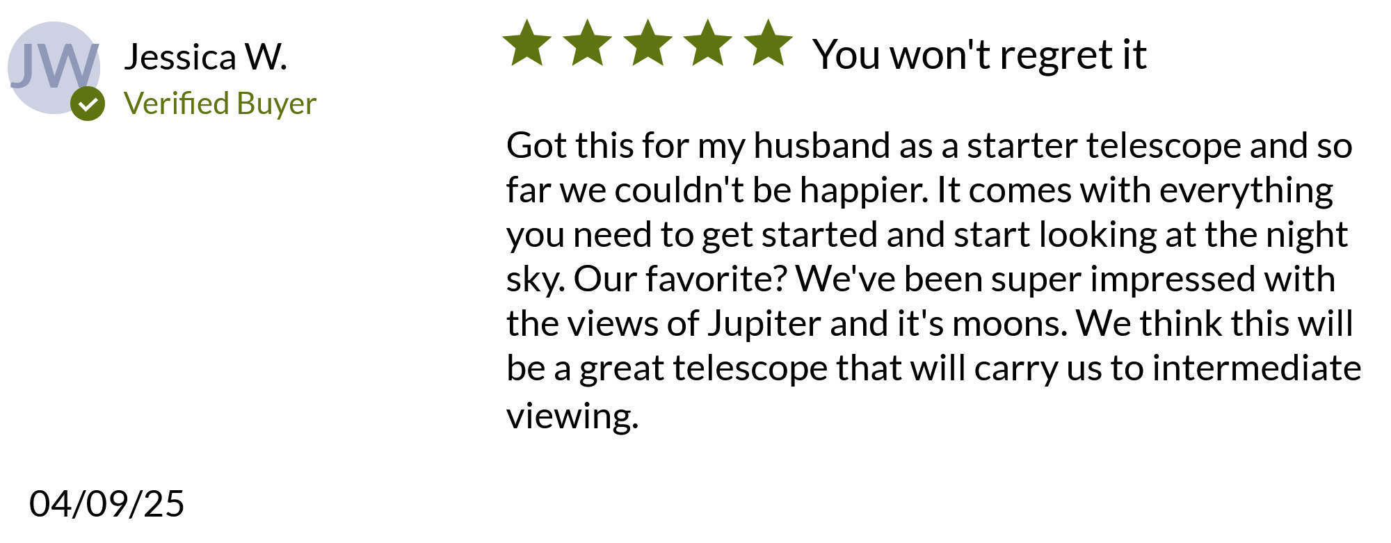 AD8 review by verified buyer Jessica W.
