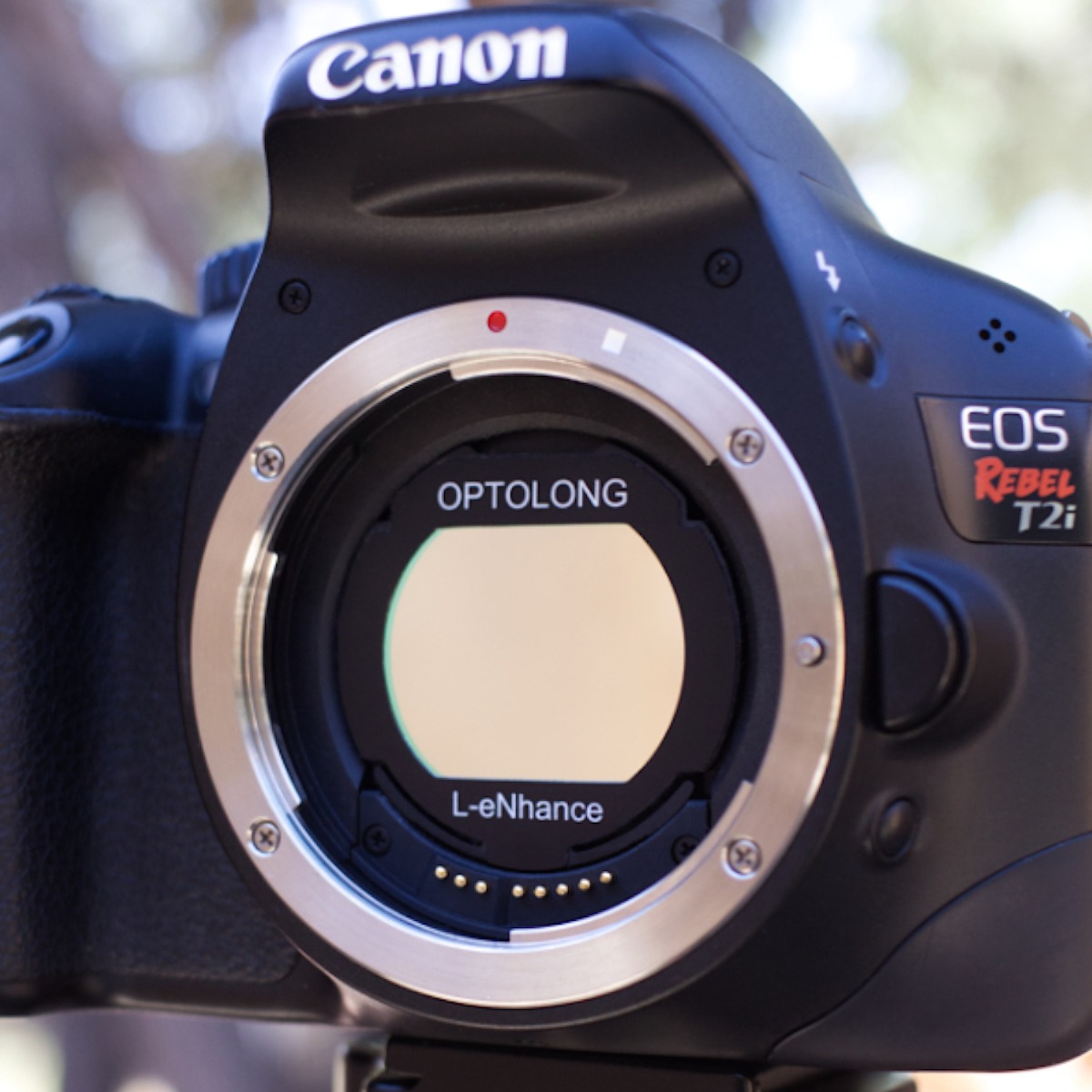 Close up of camera with clip in filter installed