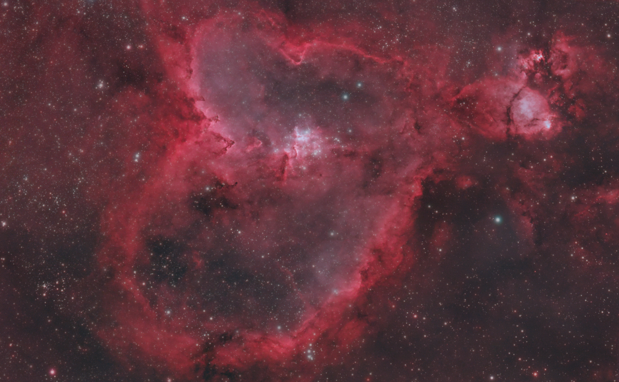 Image of the Heart Nebular with 8 hours of exposure, calibration frames, and post porcessing completed