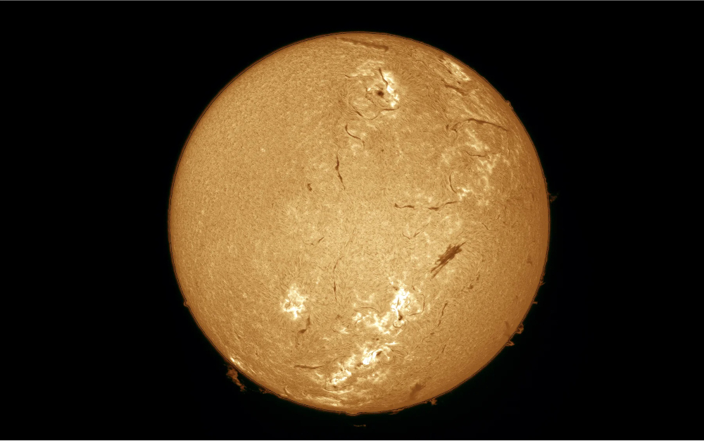Full disc image of the Sun shot through the Sky-Watcher Heliostar 76Ha Solar Telescope