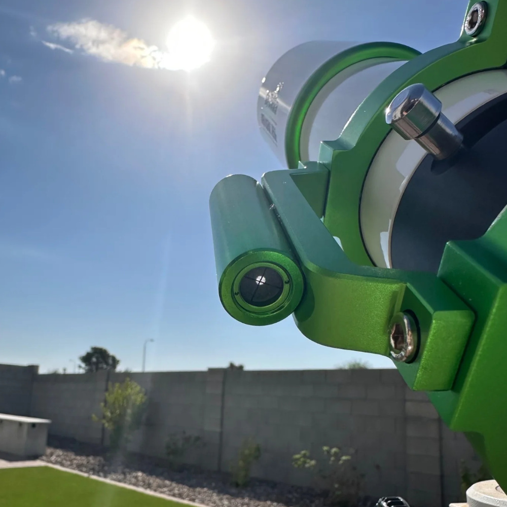 Sky-Watcher Heliostar 76Ha Solar Telescope pointed up at the Sun