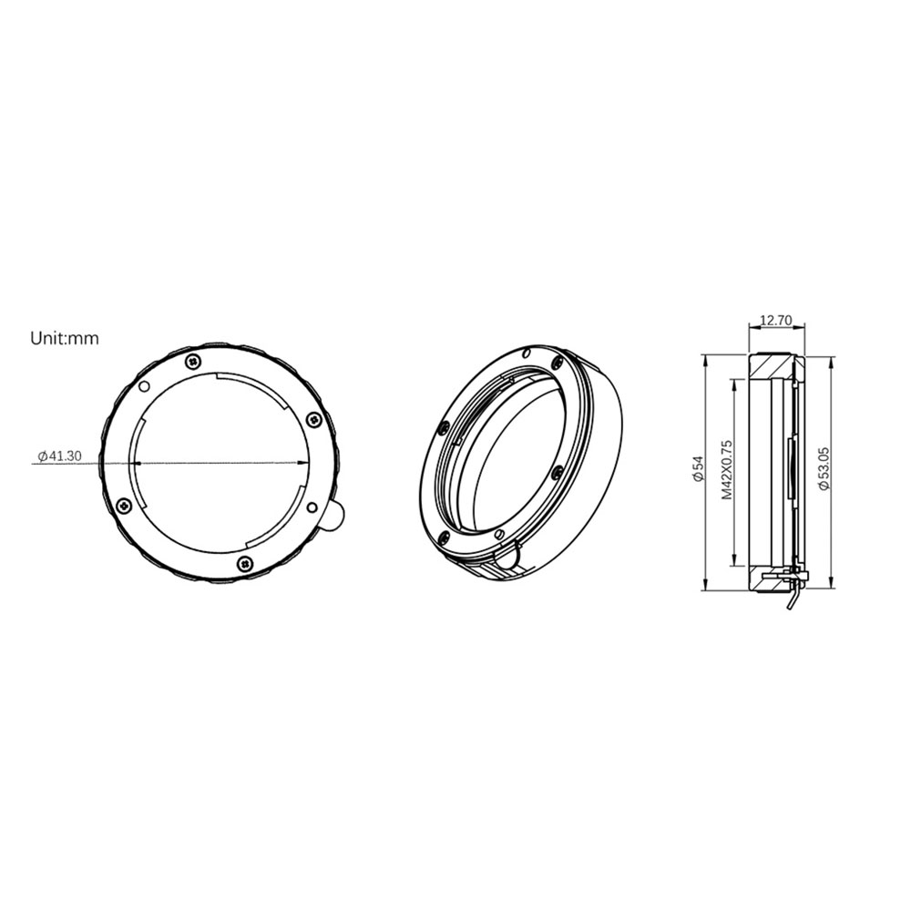 T2-M42 Adapter Mechanical Drawing