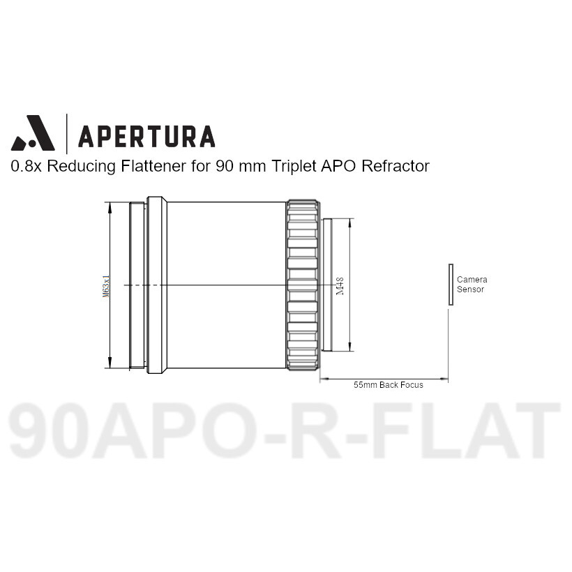 Mechanical Drawing for the Apertura 90mm Flattener