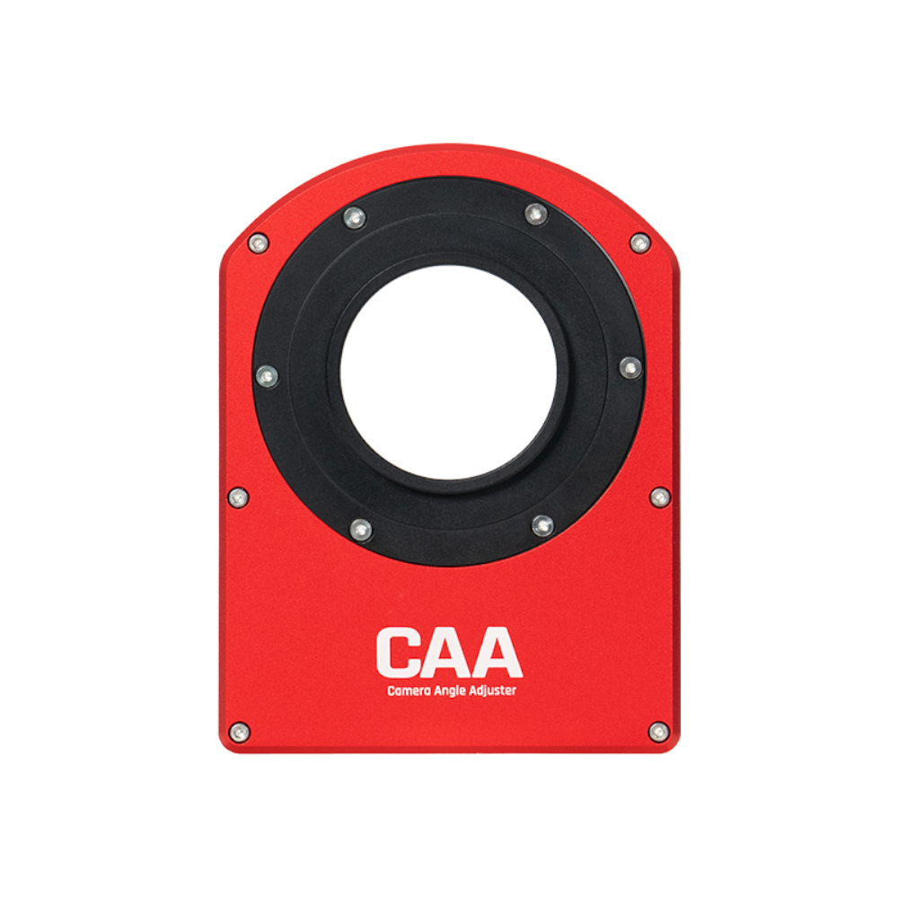 The ZWO CAA facing directly at the camera, showing the camera connection side