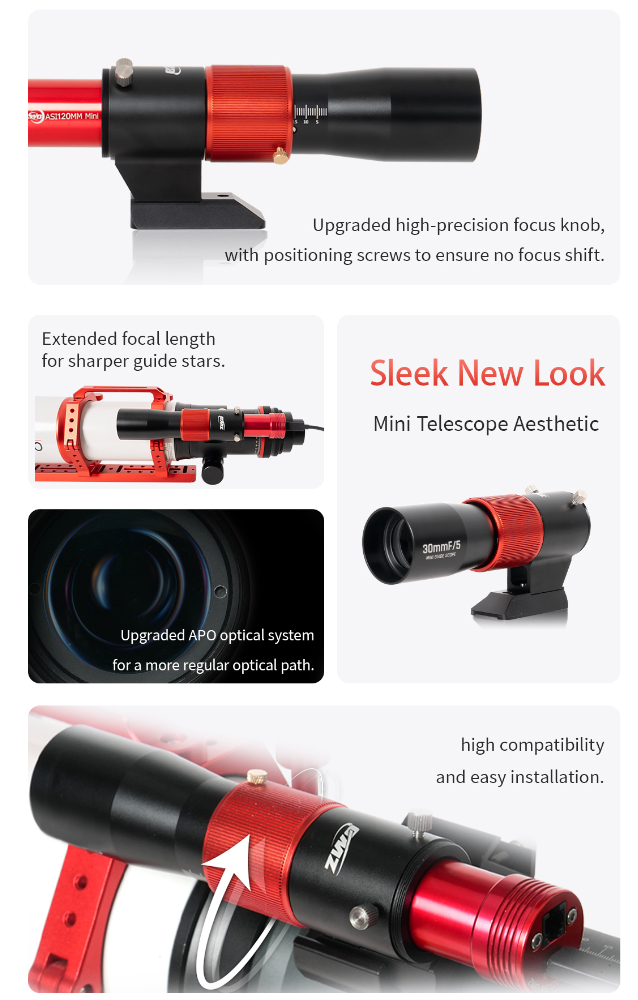 ZWO Guidescope f/4 angled view