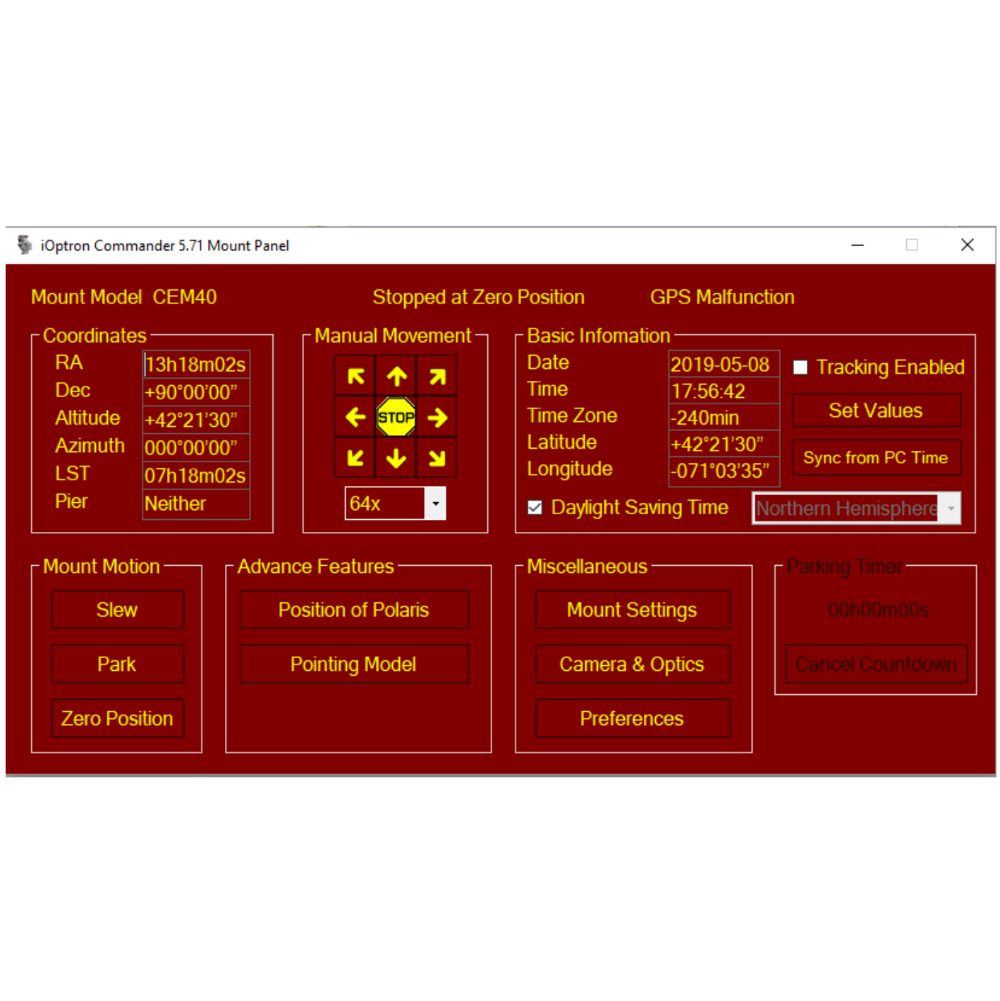 iOptron Commander Interface