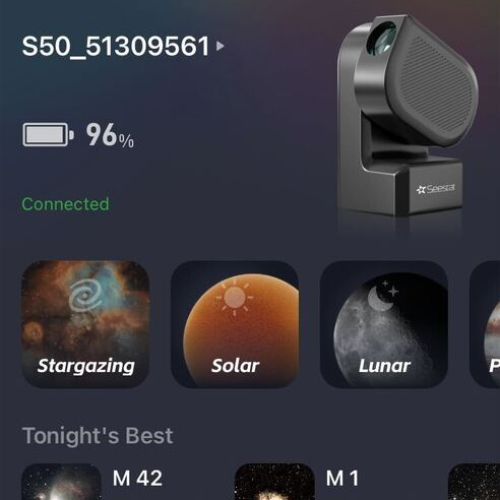 ZWO Seestar S50's app home screen