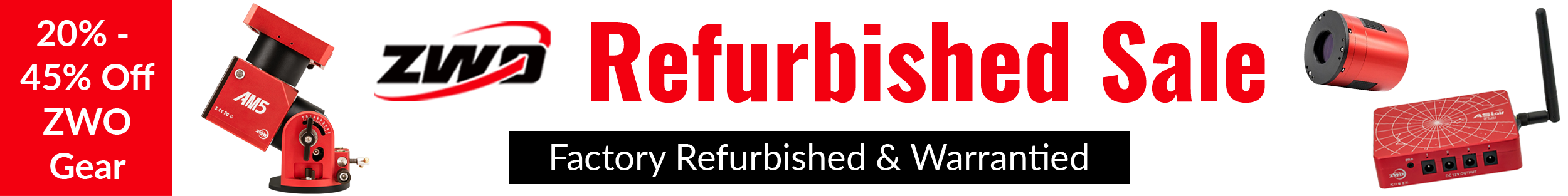 ZWO Refurbished Sale 20%-45% Off